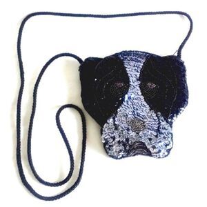 Womens NWOT No Label Sequence Dog Face Mini Crossbody Purse